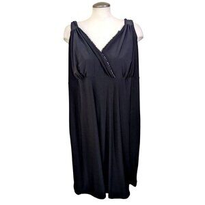 Vintage Dress Plus 5X Black Embellished Bead Trim Event Cocktail Sleeveless LBD